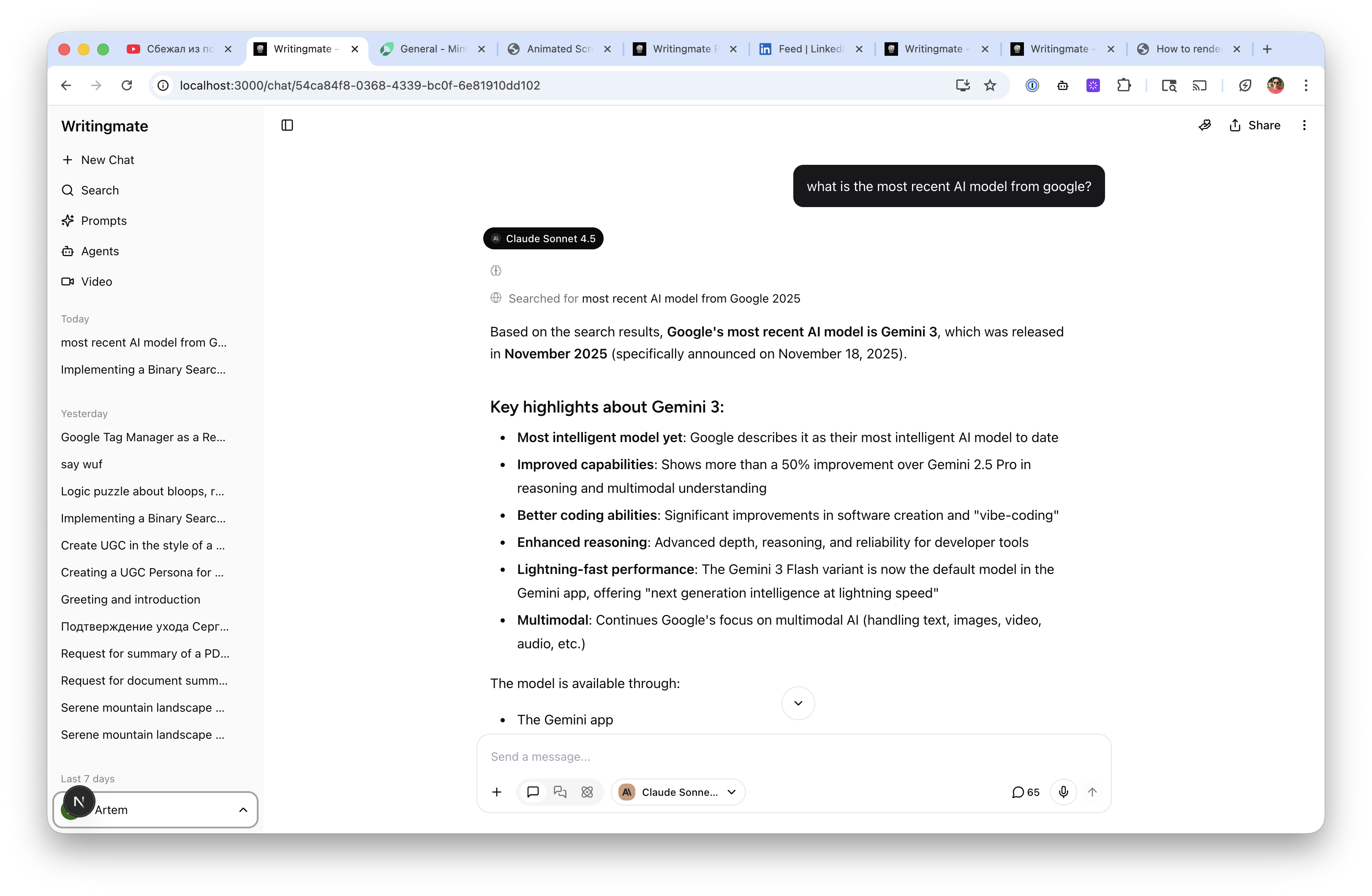 Web Search in action
